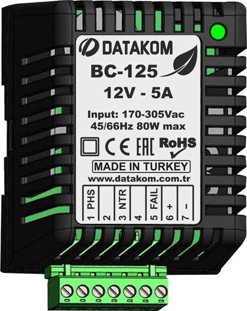 DATAKOM BC125 Akü Şarj Cihazı Plastik Kasa