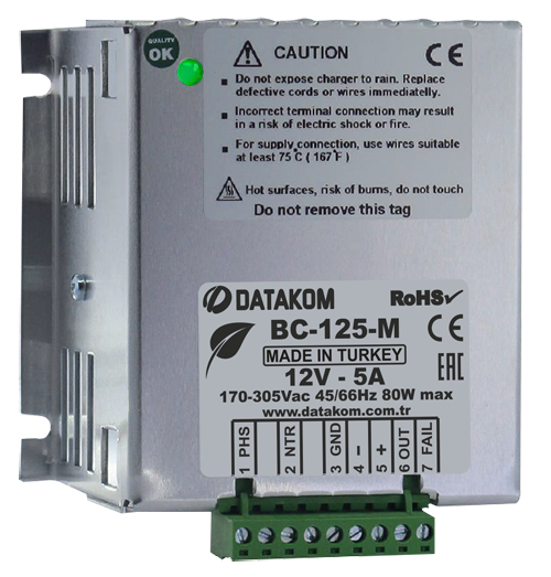 DATAKOM BC125-M Akü Şarj Cihazı Metal Kasa