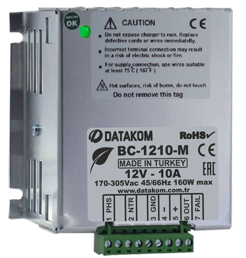 DATAKOM BC1210-M Akü Şarj Cihazı Metal Kasa